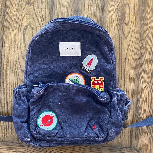 navy blue state mini backpack with patches - Picture 1 of 1